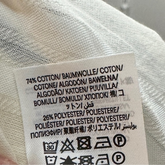 Boden Navy Blue White Striped Textured Longline Button Shirt Tunic Top Size 4 - Picture 13 of 14